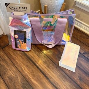 New case-mate Iridescent Lavender Strap Tote with waterproof dry bag